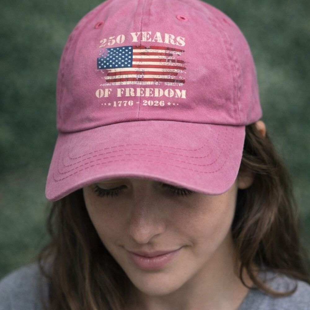 250 Years of Freedom 1776–2026 Pink Patriotic Baseball Cap USA Hat